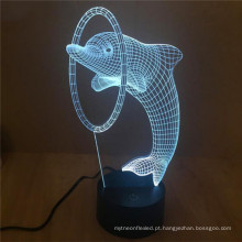Quarto como Presente para Decoração ilusão led 3D Dolphin luz Night lamp 7 Mudança de Cor Acrílico LED USB luz